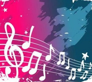 Hot Pink and Teal Musical Notes